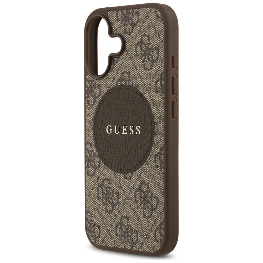 Etui MagSafe dla Apple iPhone 17, Guess, 4G Circle Classic Logo, Brązowy
