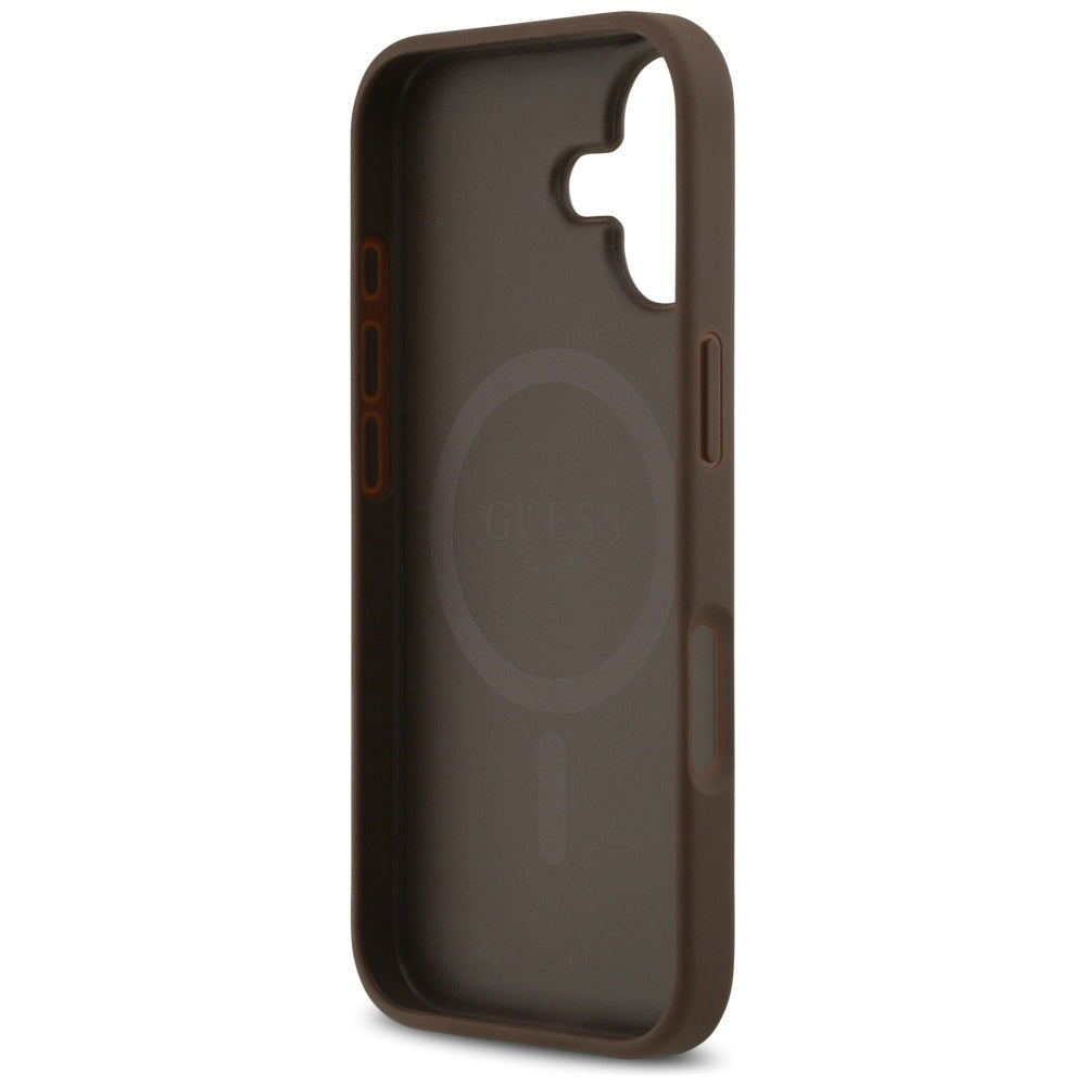 Etui MagSafe dla Apple iPhone 17, Guess, 4G Circle Classic Logo, Brązowy