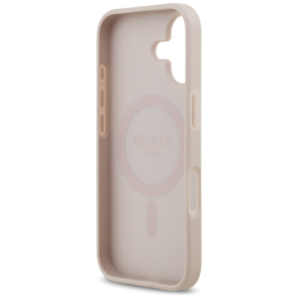 Etui MagSafe dla Apple iPhone 17, Guess, 4G Circle Classic Logo, Różowy