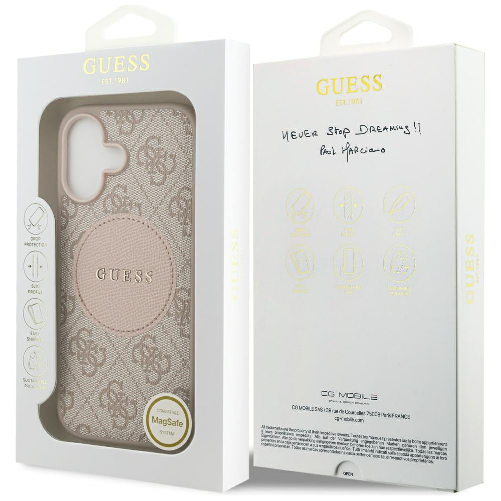 Etui MagSafe dla Apple iPhone 17, Guess, 4G Circle Classic Logo, Różowy