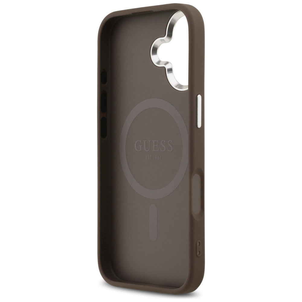Etui MagSafe dla Apple iPhone 17, Guess, 4G Classic Logo, Brązowy