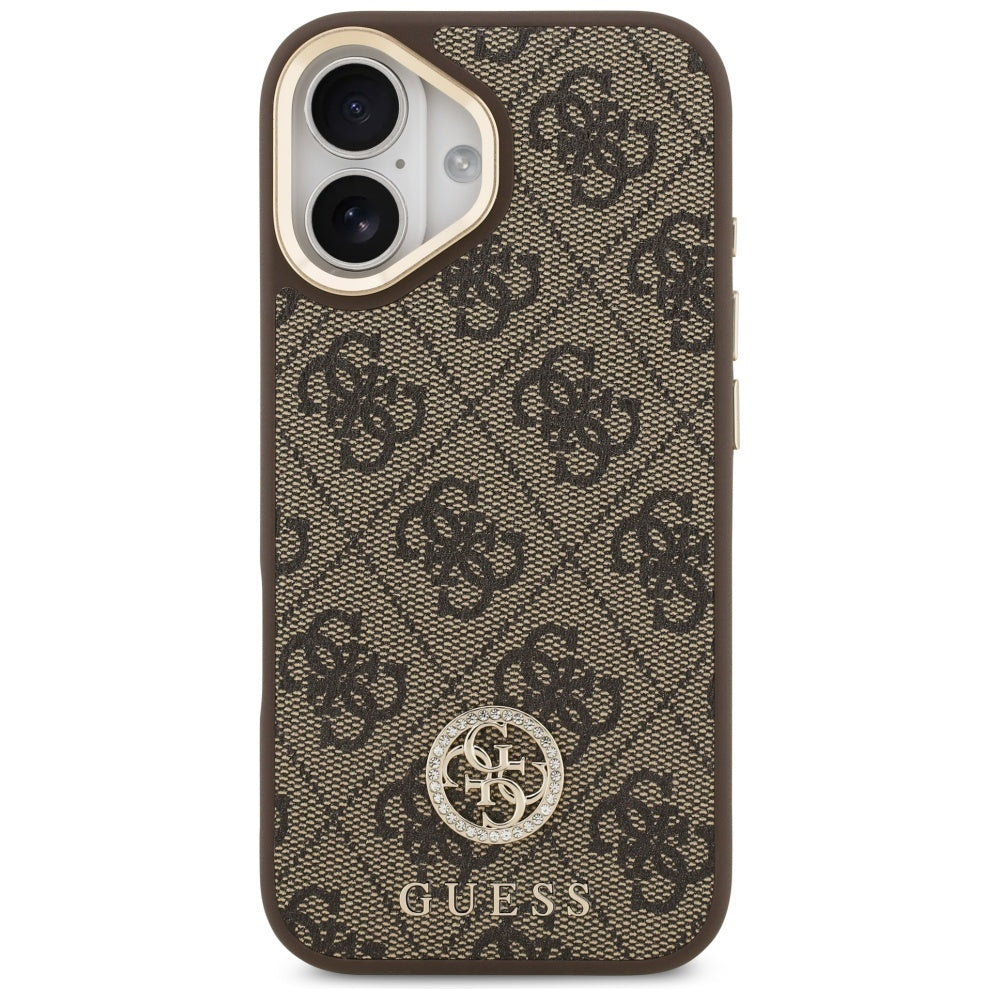 Etui MagSafe dla Apple iPhone 17, Guess, 4G Strass Logo, Brązowy
