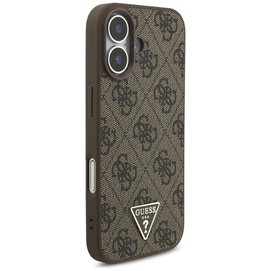 Etui MagSafe dla Apple iPhone 17, Guess, 4G Triangle Logo Cord Strap, Brązowy