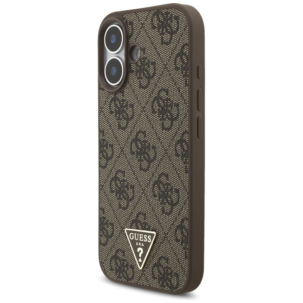 Etui MagSafe dla Apple iPhone 17, Guess, 4G Triangle Logo Cord Strap, Brązowy