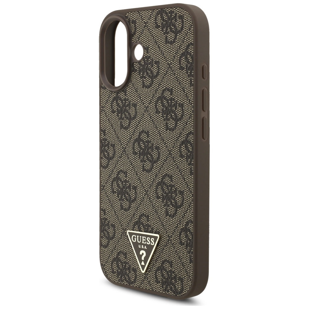 Etui MagSafe dla Apple iPhone 17, Guess, 4G Triangle Logo Cord Strap, Brązowy