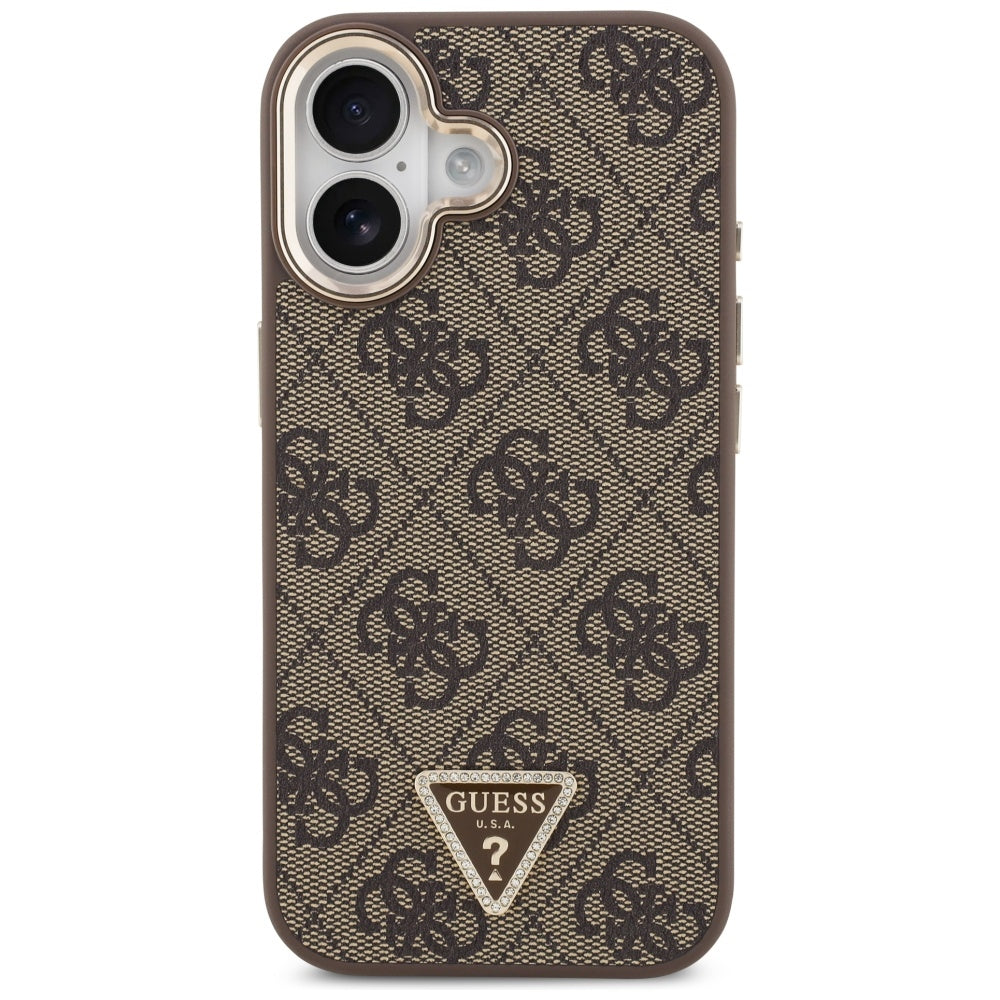 Etui MagSafe dla Apple iPhone 17, Guess, 4G Triangle Logo, Złoty Brąz