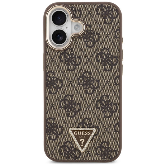Etui MagSafe dla Apple iPhone 17, Guess, 4G Triangle Logo, Złoty Brąz