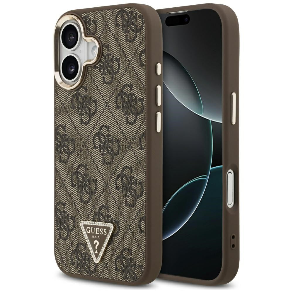 Etui MagSafe dla Apple iPhone 17, Guess, 4G Triangle Logo, Złoty Brąz