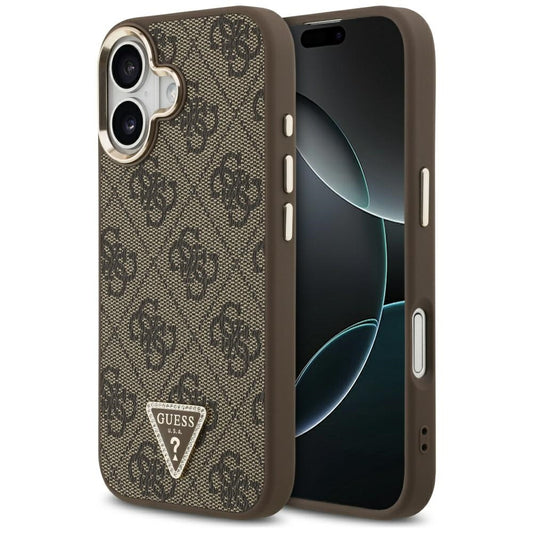 Etui MagSafe dla Apple iPhone 17, Guess, 4G Triangle Logo, Złoty Brąz