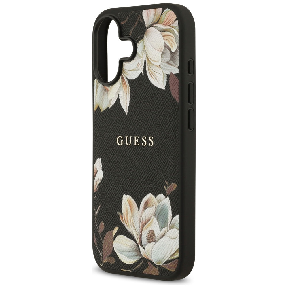 Etui MagSafe dla Apple iPhone 17, Guess, Grained Flowers, Czarne