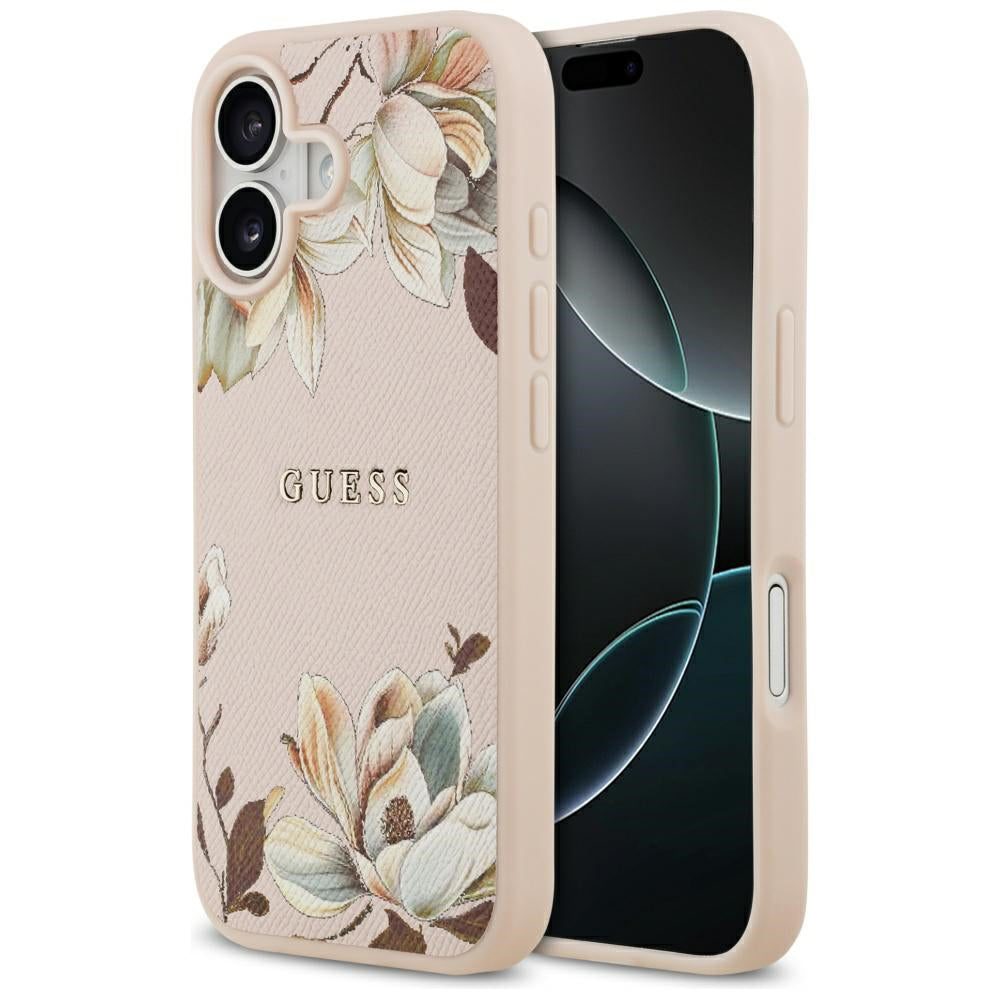 Etui MagSafe dla Apple iPhone 17, Guess, Grained Flowers, Różowy