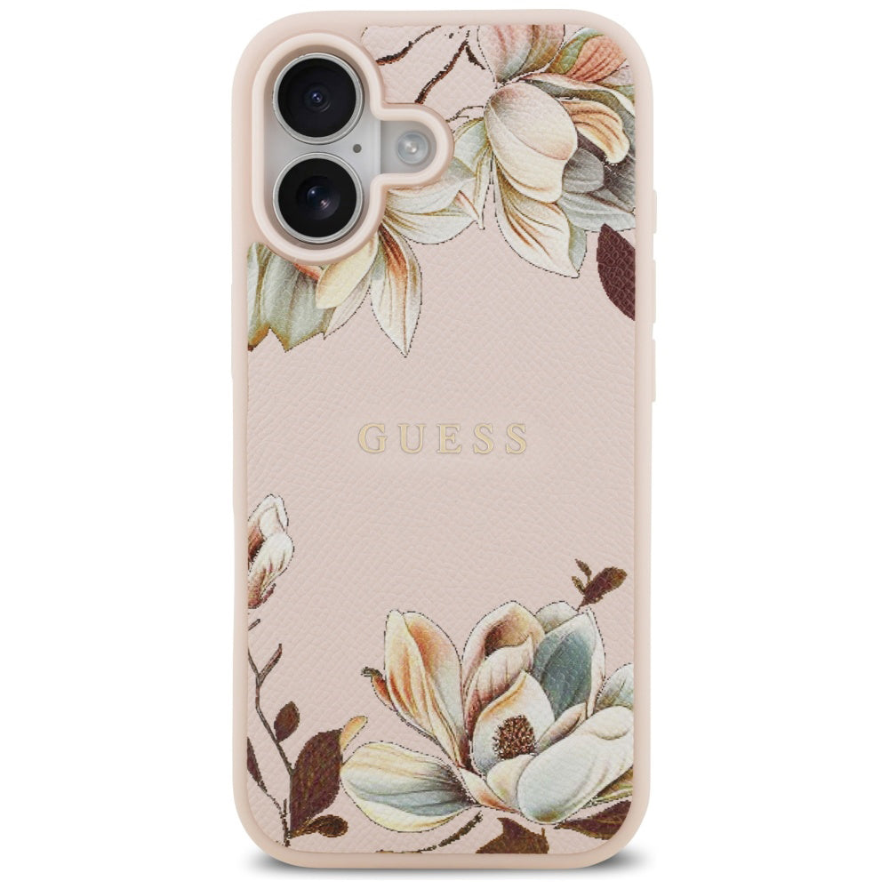 Etui MagSafe dla Apple iPhone 17, Guess, Grained Flowers, Różowy