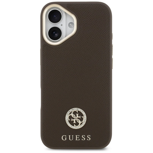 Etui MagSafe dla Apple iPhone 17, Guess, Grained Strass Logo, Brązowy