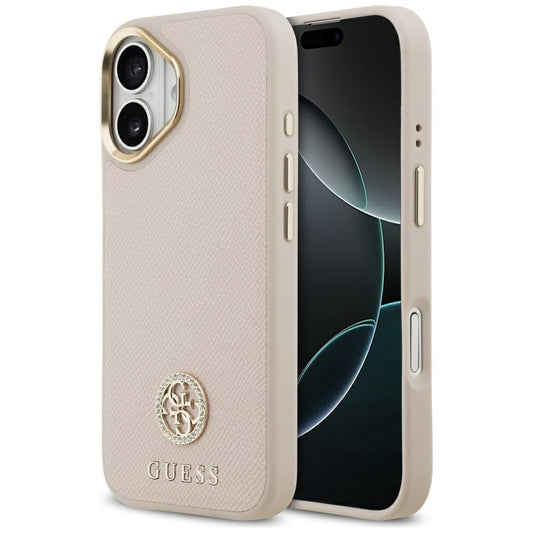 Etui MagSafe dla Apple iPhone 17, Guess, Grained Strass Logo, Różowy