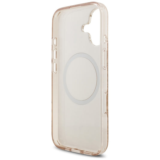 Etui MagSafe dla Apple iPhone 17, Guess, IML Flowers Allover Electroplated with Pearl Strap, Czarne