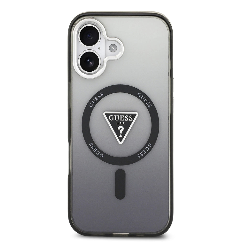 Etui MagSafe dla Apple iPhone 17, Guess, IML Gradient Triangle Logo, Czarne