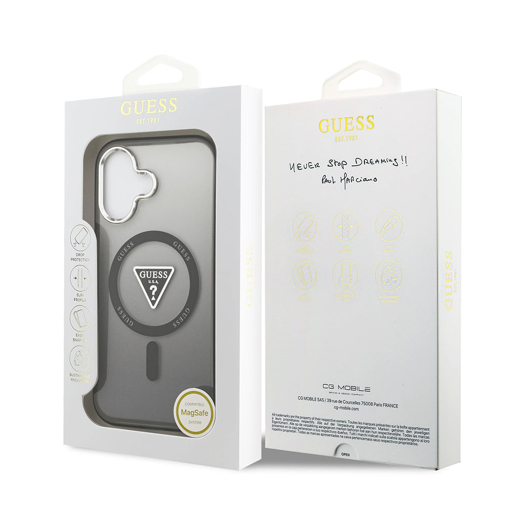 Etui MagSafe dla Apple iPhone 17, Guess, IML Gradient Triangle Logo, Czarne