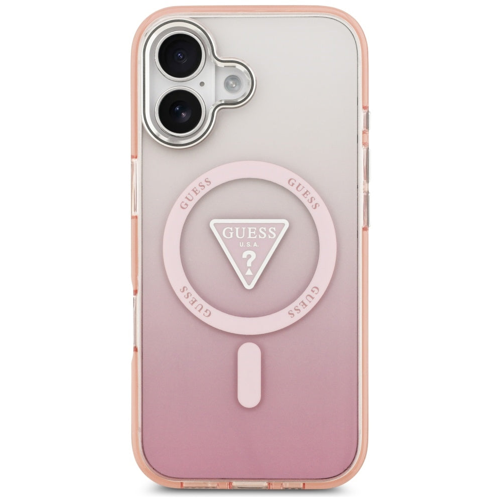Etui MagSafe dla Apple iPhone 17, Guess, IML Gradient Triangle Logo, Różowy