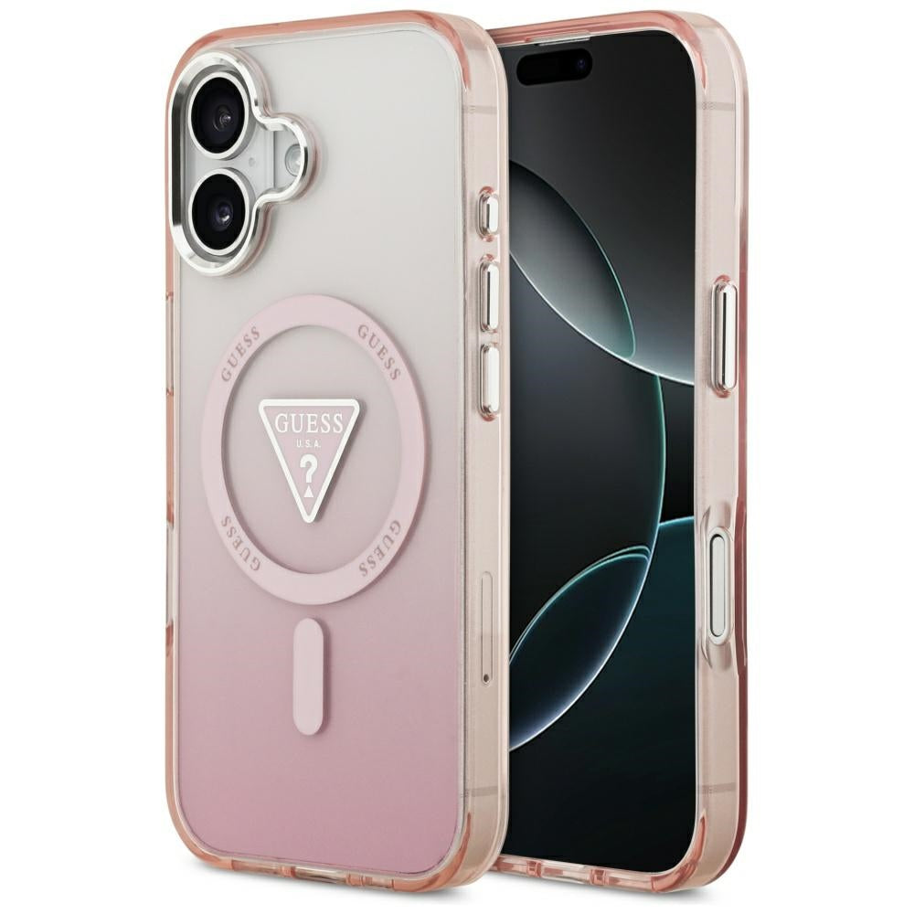 Etui MagSafe dla Apple iPhone 17, Guess, IML Gradient Triangle Logo, Różowy