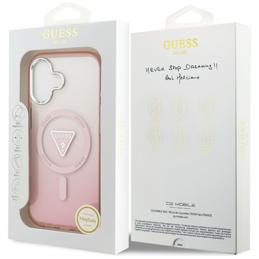 Etui MagSafe dla Apple iPhone 17, Guess, IML Gradient Triangle Logo, Różowy