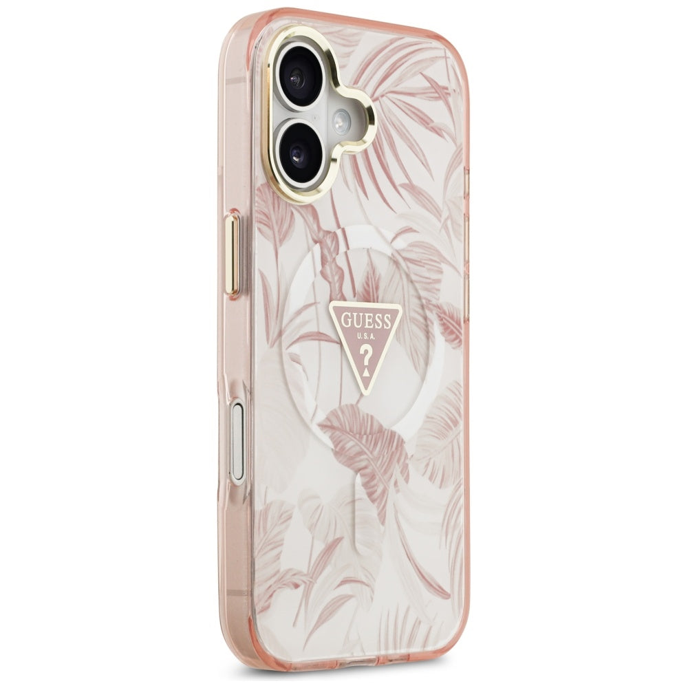Etui MagSafe dla Apple iPhone 17, Guess, Jungle Tonal Triangle, Różowy