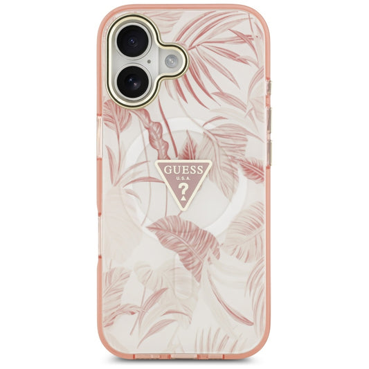 Etui MagSafe dla Apple iPhone 17, Guess, Jungle Tonal Triangle, Różowy
