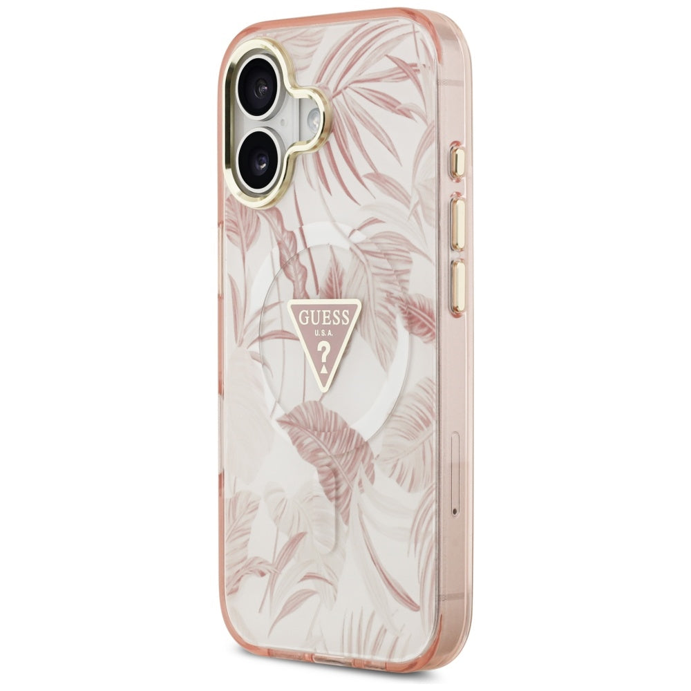 Etui MagSafe dla Apple iPhone 17, Guess, Jungle Tonal Triangle, Różowy