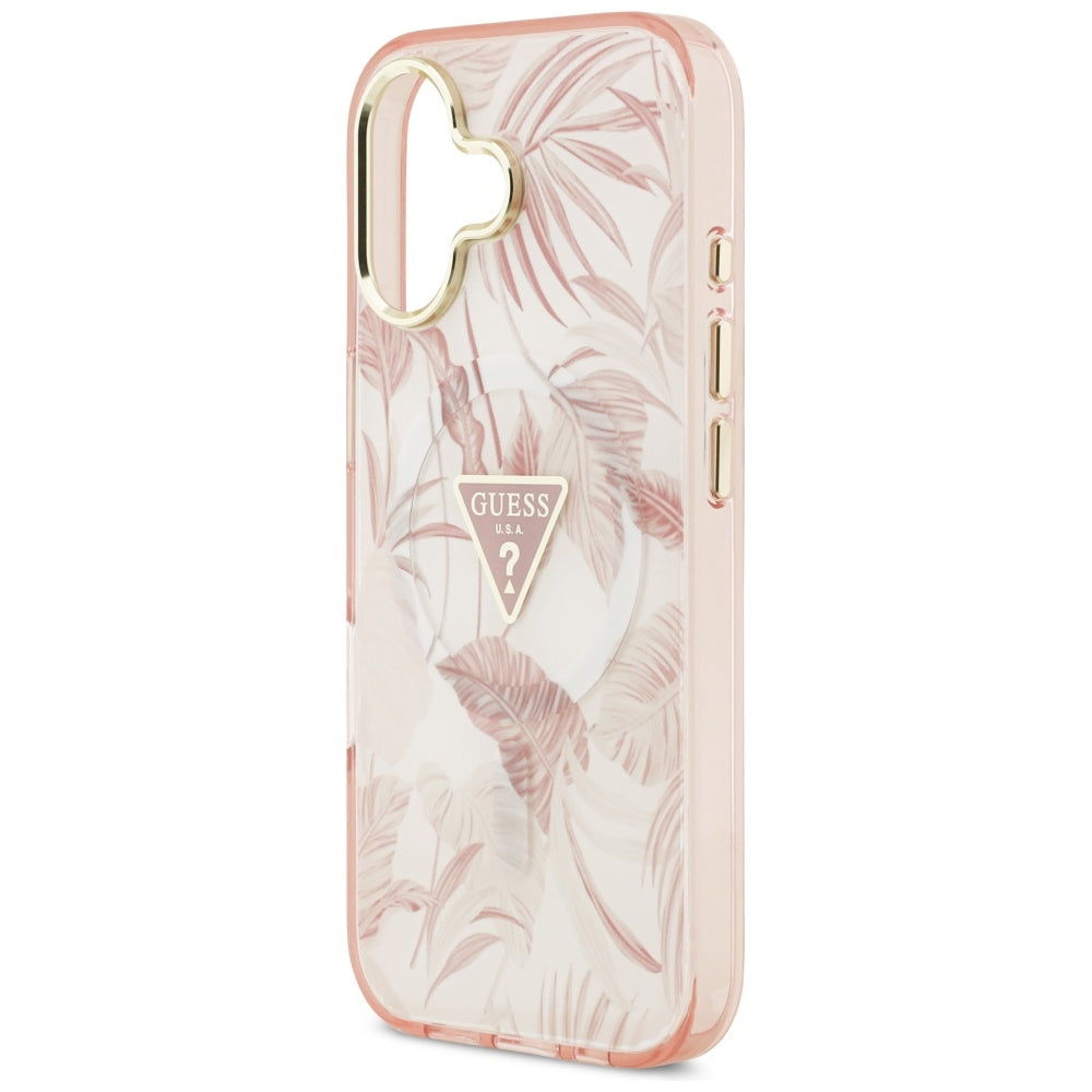 Etui MagSafe dla Apple iPhone 17, Guess, Jungle Tonal Triangle, Różowy