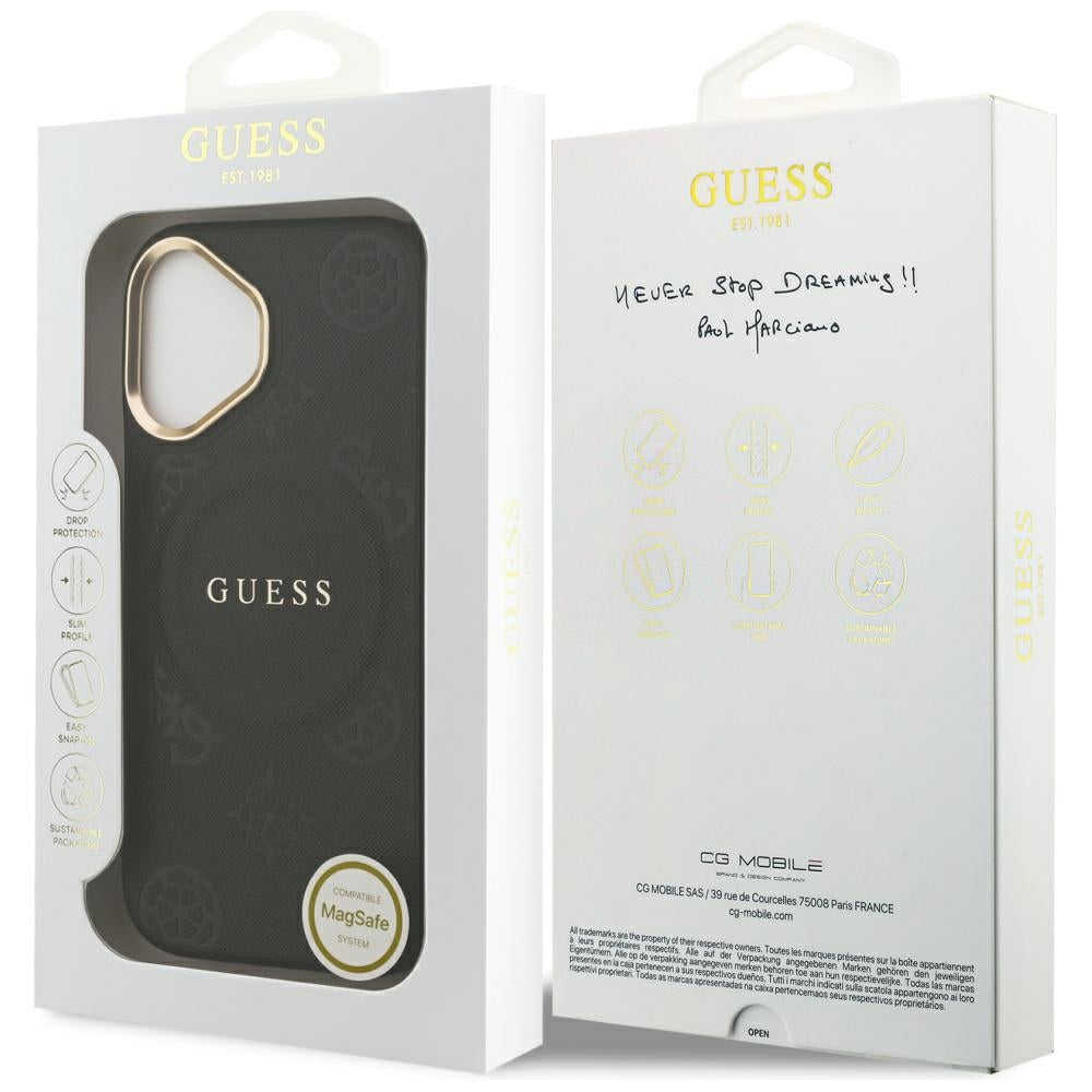 Etui MagSafe dla Apple iPhone 17, Guess, Peony Hot Stamp, Czarne
