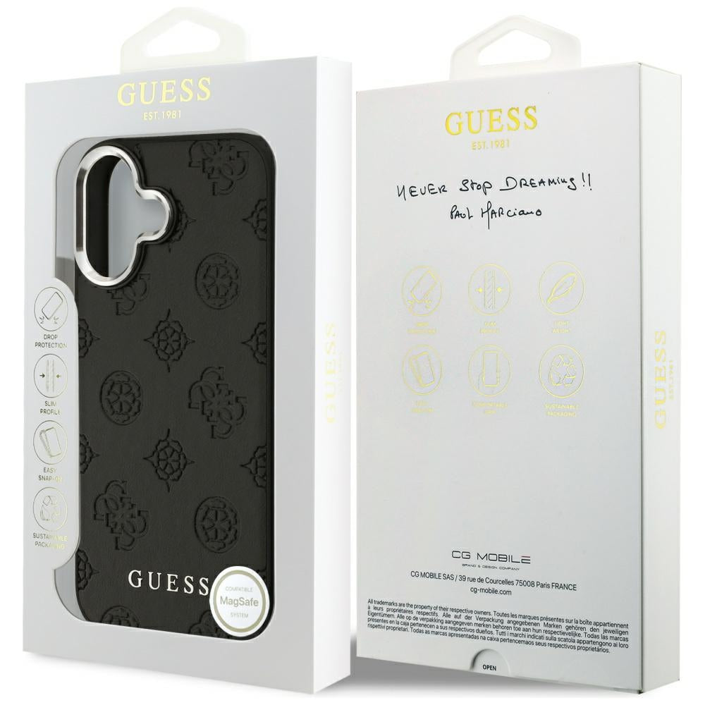 Etui MagSafe dla Apple iPhone 17, Guess, Peony Hot Stamp Script, Czarne