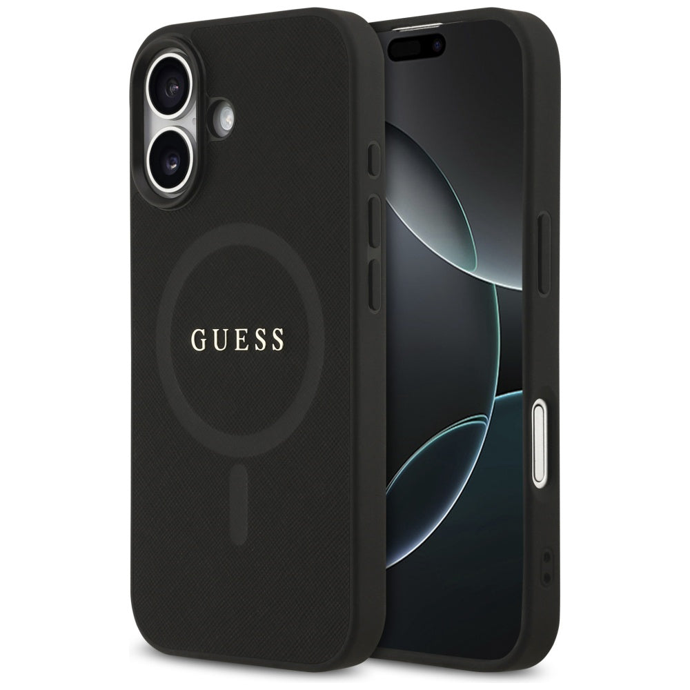 Etui MagSafe dla Apple iPhone 17, Guess, Saffiano Classic Logo, Czarne