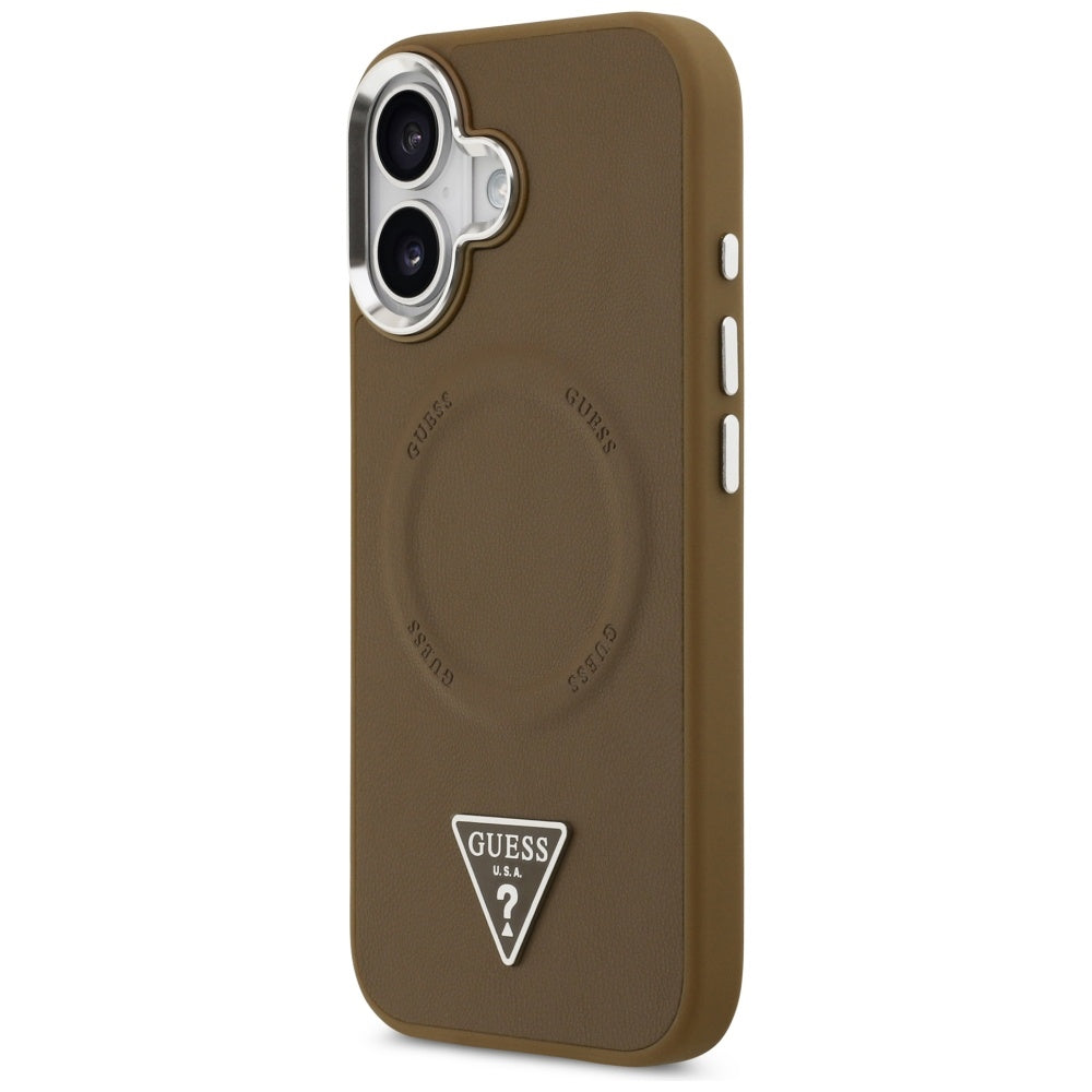 Etui MagSafe dla Apple iPhone 17, Guess, Triangle Logo, Brązowo-Srebrne