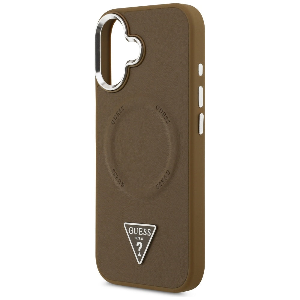 Etui MagSafe dla Apple iPhone 17, Guess, Triangle Logo, Brązowo-Srebrne