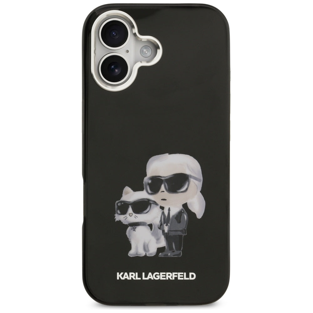MagSafe Case for Apple iPhone 17, Karl Lagerfeld, IML Aquarelle Karl & Choupette Logo, Black