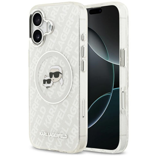 Etui MagSafe dla Apple iPhone 17, Karl Lagerfeld, IML Glitter Karl & Choupette`s Heads, Szare