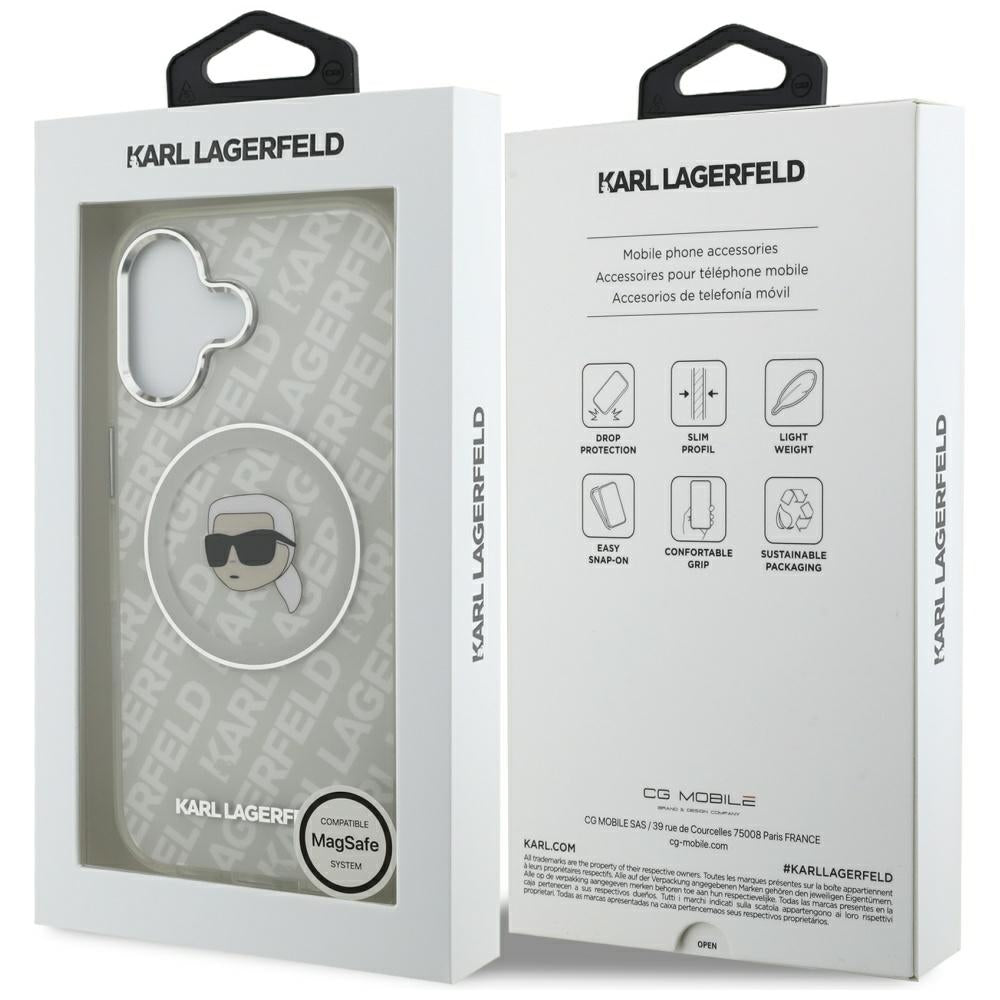 Etui MagSafe dla Apple iPhone 17, Karl Lagerfeld, IML Karl`s Head, Szare