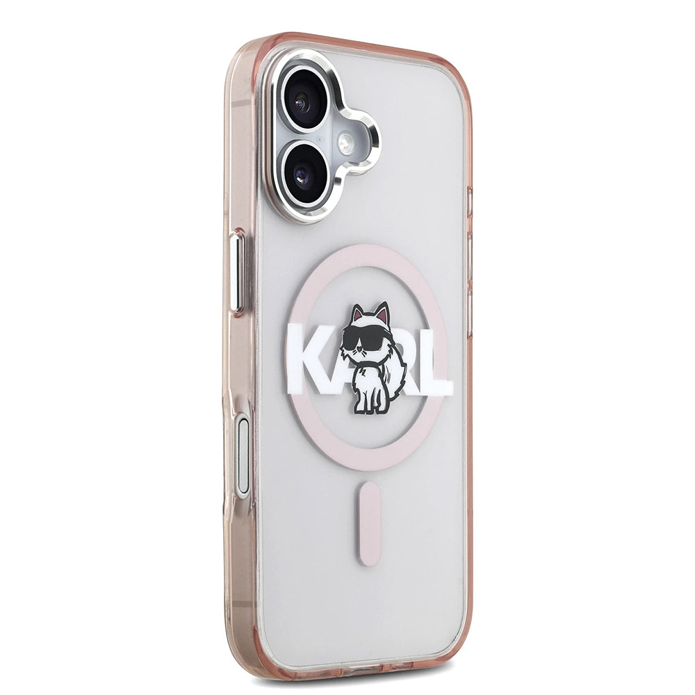Etui MagSafe dla Apple iPhone 17, Karl Lagerfeld, IML Sketch Logo Choupette, Różowy