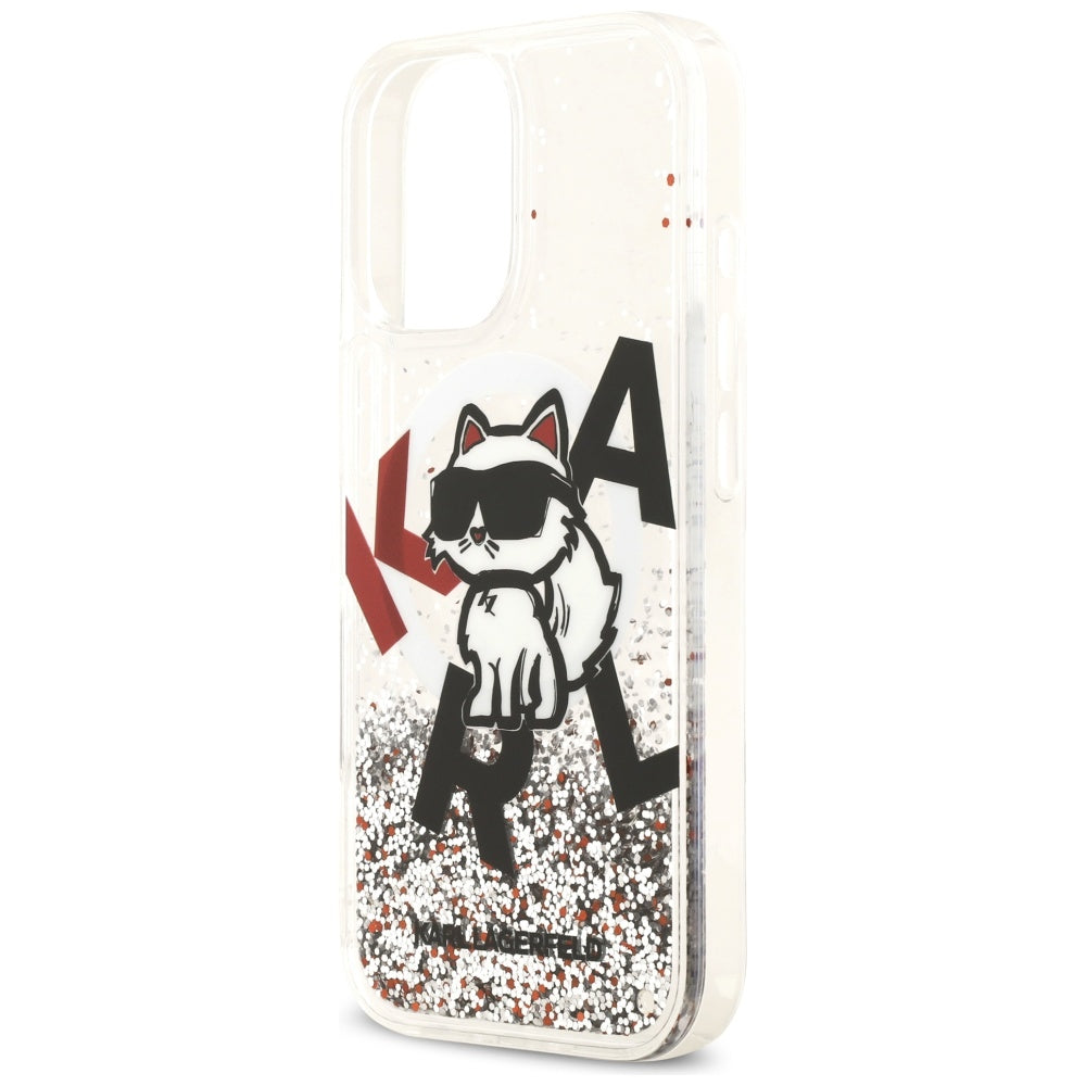 Etui MagSafe dla Apple iPhone 17, Karl Lagerfeld, Liquid Glitter Choupette Logo, Przezroczyste