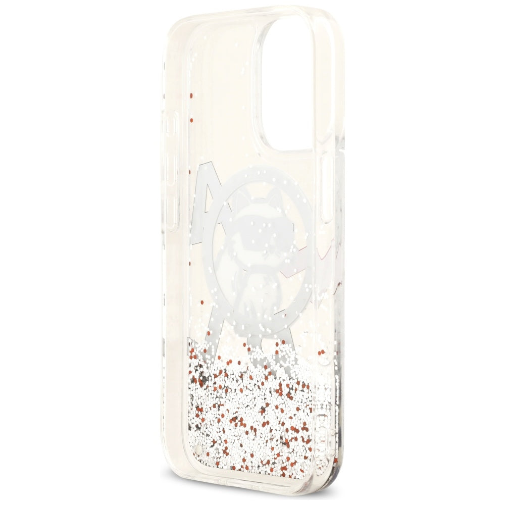 Etui MagSafe dla Apple iPhone 17, Karl Lagerfeld, Liquid Glitter Choupette Logo, Przezroczyste