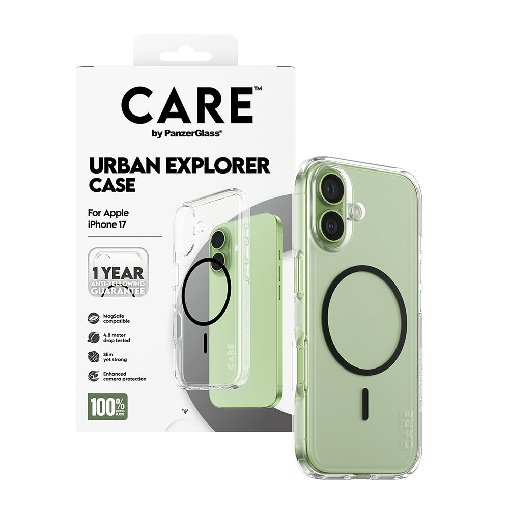 Etui MagSafe dla Apple iPhone 17, PanzerGlass, Care Urban Explorer, Czarne Przezroczyste