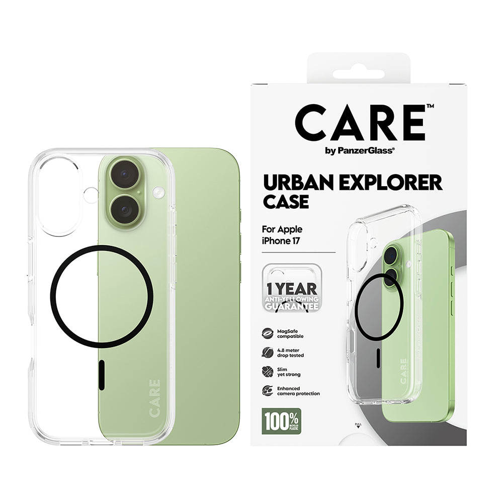 Etui MagSafe dla Apple iPhone 17, PanzerGlass, Care Urban Explorer, Czarne Przezroczyste