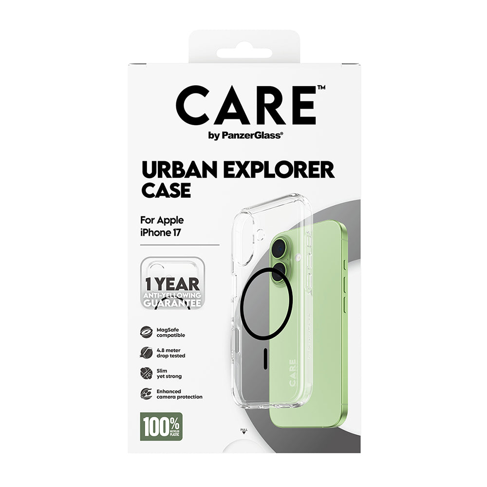Etui MagSafe dla Apple iPhone 17, PanzerGlass, Care Urban Explorer, Czarne Przezroczyste