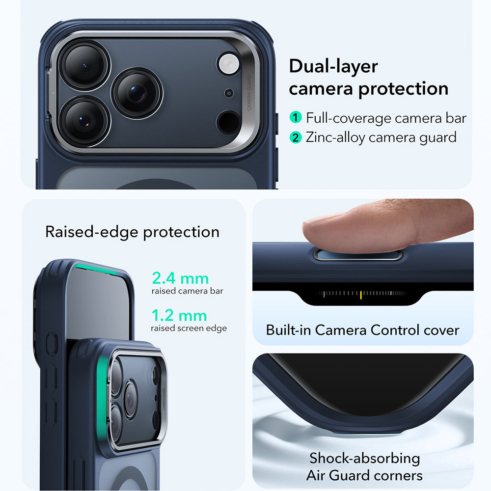 Etui MagSafe dla Apple iPhone 17 Pro, ESR, Classic Hybrid Kickstand, Satynowy Niebieski