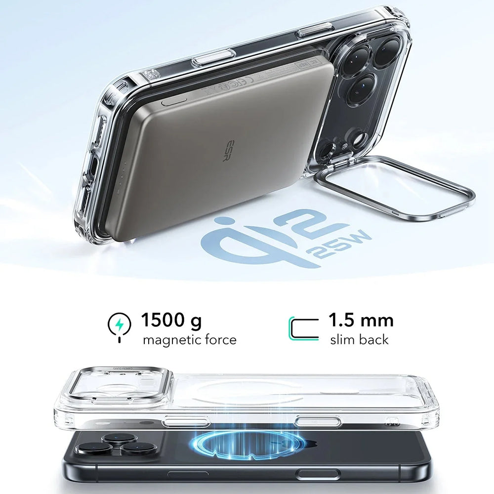 Etui MagSafe dla Apple iPhone 17 Pro, ESR, Classic Hybrid Kickstand, Przezroczyste