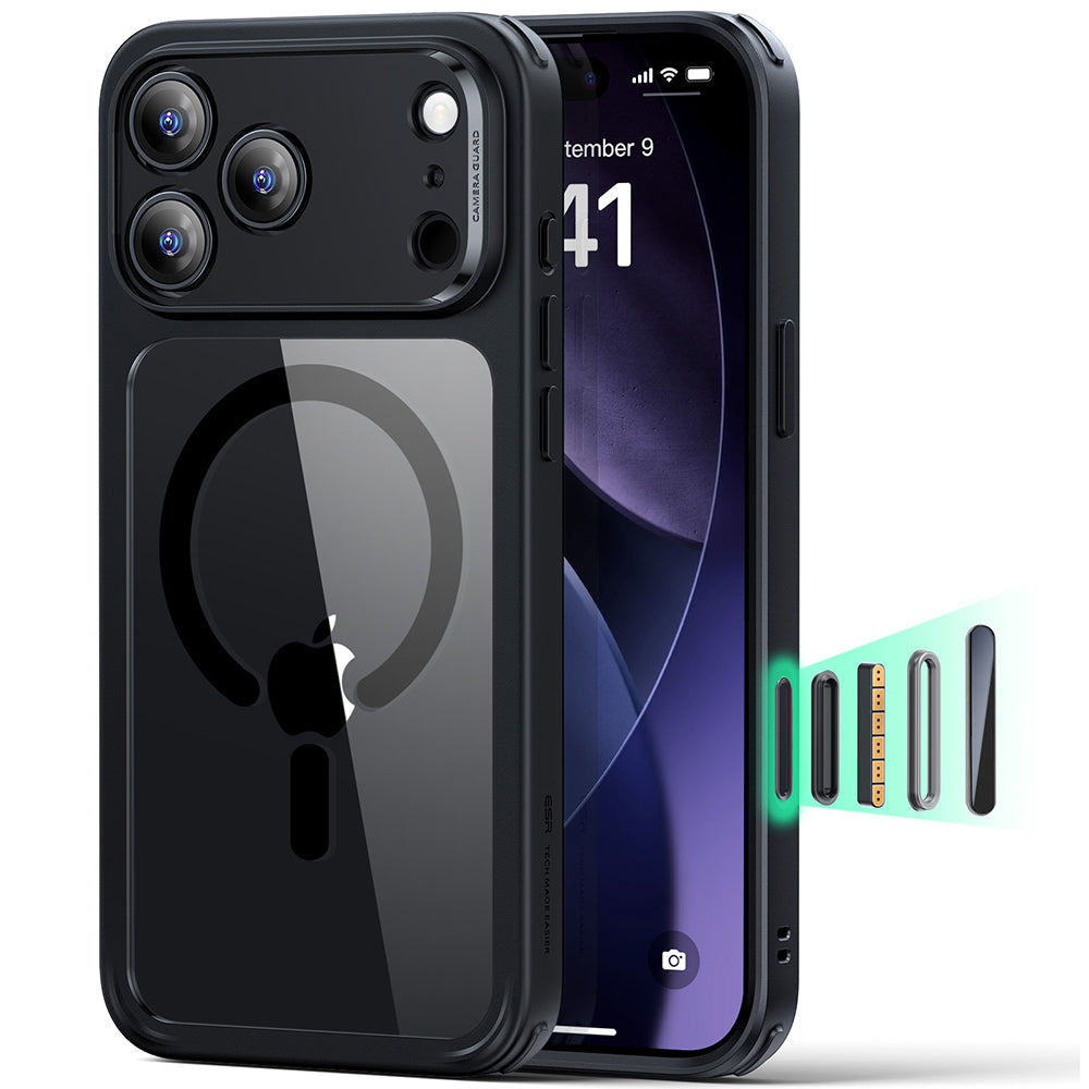 MagSafe Case for Apple iPhone 17 Pro, ESR, Classic Hybrid, Black Transparent
