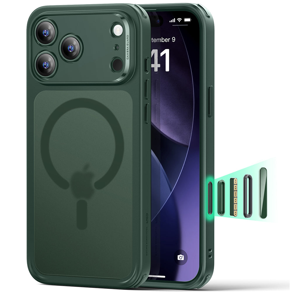 Etui MagSafe dla Apple iPhone 17 Pro, ESR, Classic Hybrid, Satynowa Zieloność