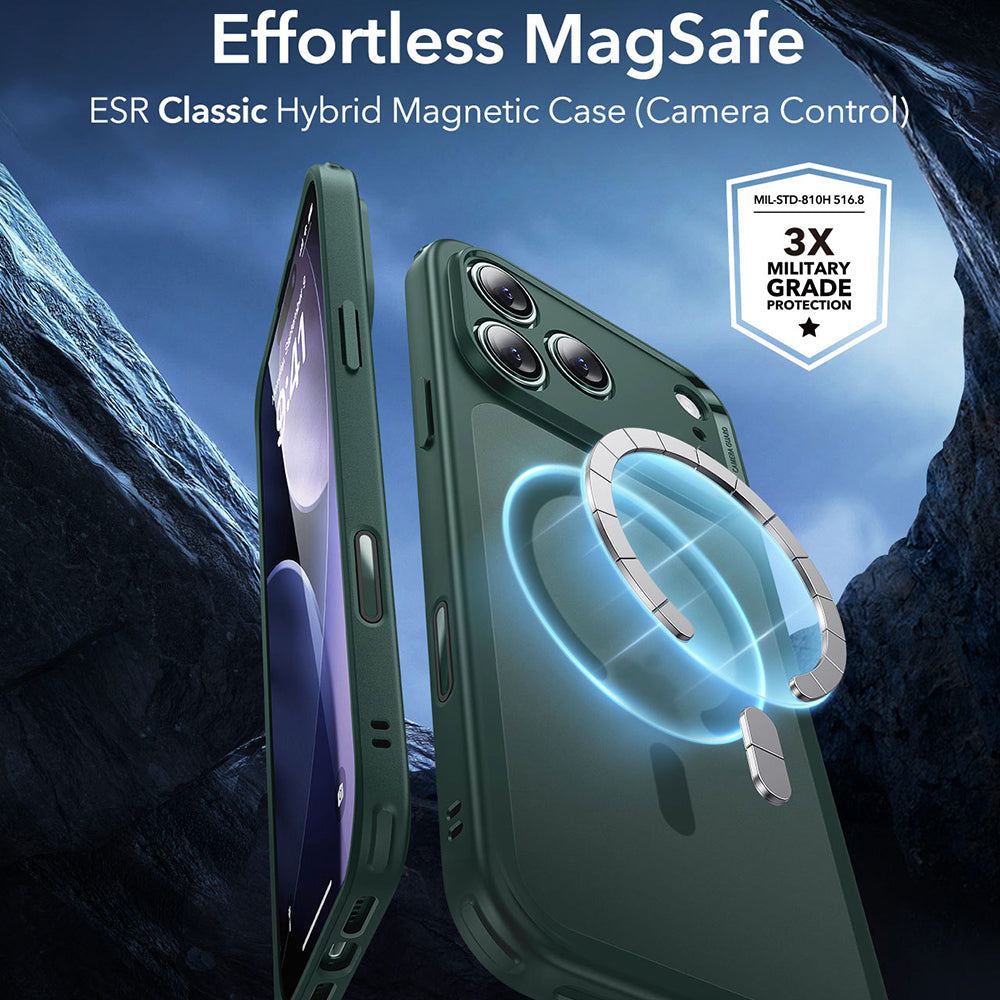 Etui MagSafe dla Apple iPhone 17 Pro, ESR, Classic Hybrid, Satynowa Zieloność