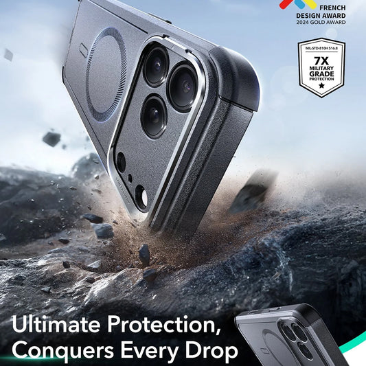 Etui MagSafe dla Apple iPhone 17 Pro, ESR, Cyber Armor Kickstand, Szare