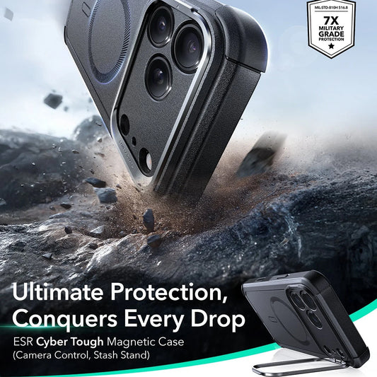 Etui MagSafe dla Apple iPhone 17 Pro, ESR, Cyber Armor Kickstand, Czarne