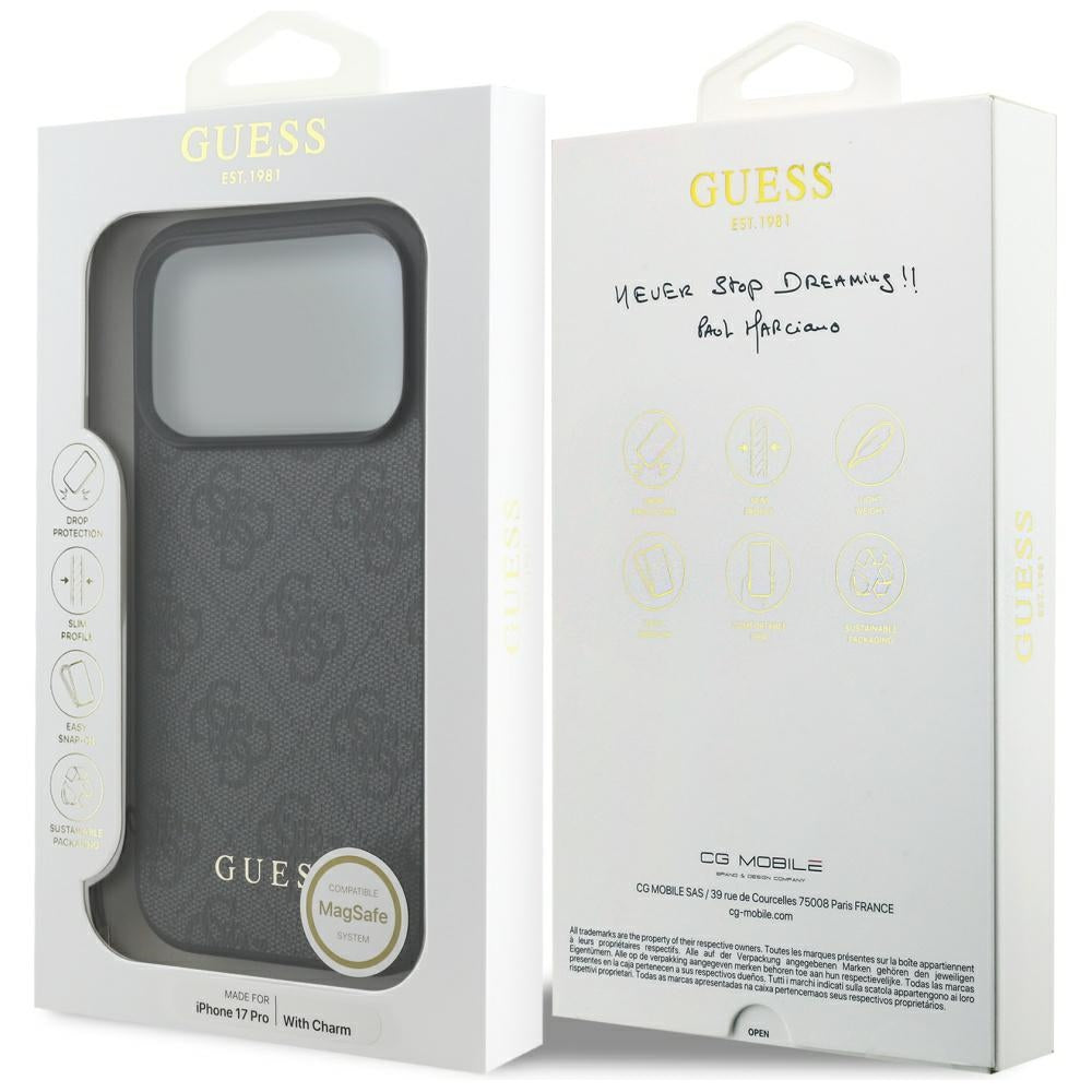 Etui MagSafe dla Apple iPhone 17 Pro, Guess, 4G Charm Cradle, Czarne